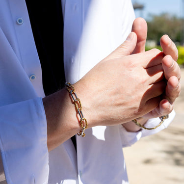 Mens Twist Chain Mixed Metal Bracelet