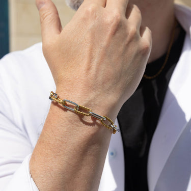 Mens Twist Chain Mixed Metal Bracelet