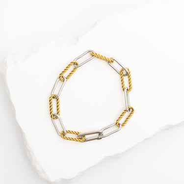 Mens Twist Chain Mixed Metal Bracelet