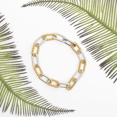 Mens Twist Chain Mixed Metal Bracelet