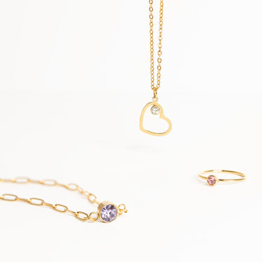 18K Gold PVD Stainless Steel Birthstone Connector Charm