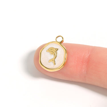 18K Gold PVD Dolphin Epoxy Charm scale