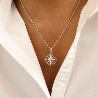 Stainless Steel Compass Rose Pendant