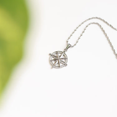 Stainless Steel Compass Rose Pendant