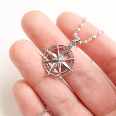Stainless Steel Compass Rose Pendant