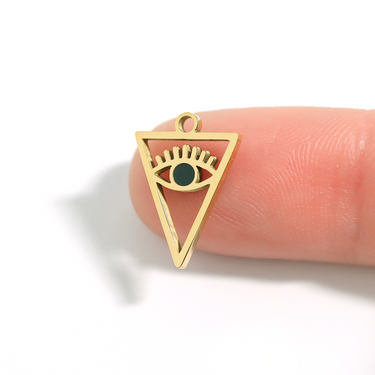 18K Gold PVD Stainless Steel Triangle Evil Eye Charm Lifestyle