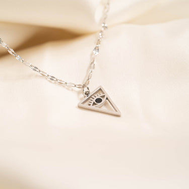 18K Gold PVD Stainless Steel Triangle Evil Eye Charm Lifestyle