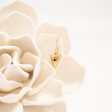 18K Gold PVD Stainless Steel Triangle Evil Eye Charm Lifestyle