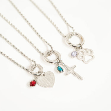 Stainless Steel Teardrop Birthstone Charm