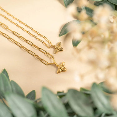 18K Gold PVD Stainless Steel Mommy and Mee Bee Necklace Set