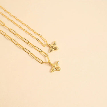 18K Gold PVD Stainless Steel Mommy and Mee Bee Necklace Set