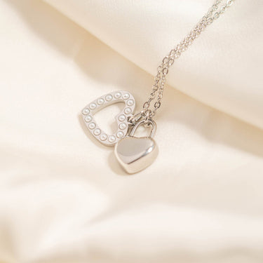 18K Gold PVD Stainless Steel Pearl Heart Charm