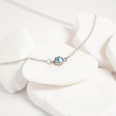 Stainless Steel Round Cubic Zirconia Birthstone Connector Charm / PDL0121