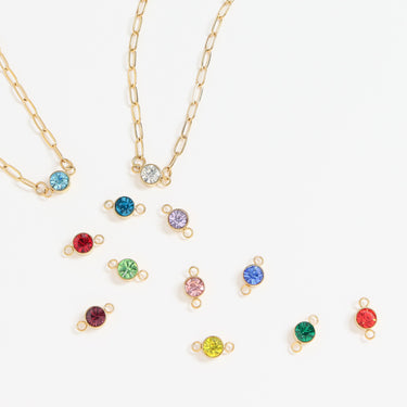 18K Gold PVD Stainless Steel Birthstone Connector Charm