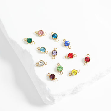 18K Gold PVD Stainless Steel Birthstone Connector Charm