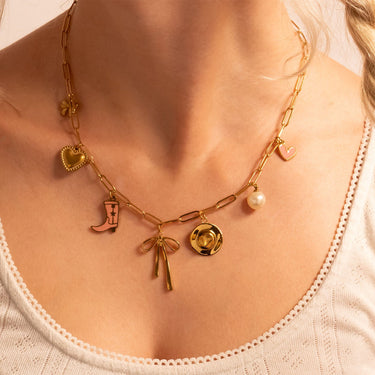 18K Gold PVD Stainless Steel Ribbon Bow Charm
