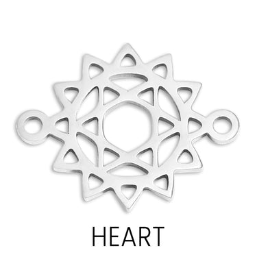 Chakra Connector Charm Heart Silver