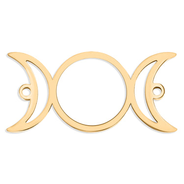 18K Gold Stainless Steel Triple Moon Goddess Connector Charm