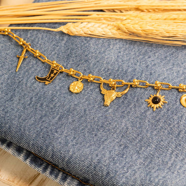 Steel Dagger Charm on Hardware Chain with western charms