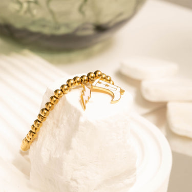 18K Gold PVD Stainless Steel Epoxy Lightning Bolt Charm / PDL0206