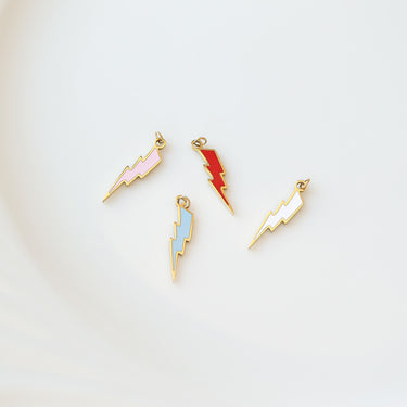 18K Gold PVD Stainless Steel Epoxy Lightning Bolt Charm / PDL0206