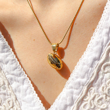 Football Pendant on chain lifestyle
