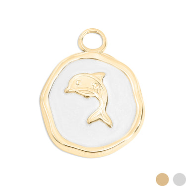18K Gold PVD Dolphin Epoxy Charm