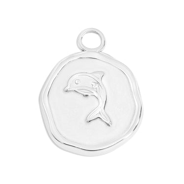 18K Gold PVD Dolphin Epoxy Charm Stainless Steel
