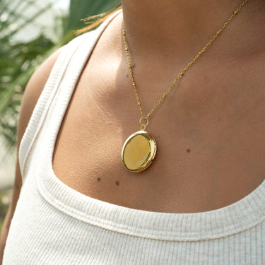 18K Gold PVD Stainless Steel Round Locket