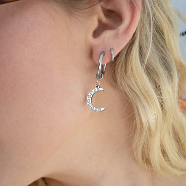 18K Gold PVD Stainless Steel Pearl Moon Charm