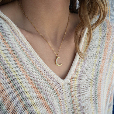 18K Gold PVD Stainless Steel Pearl Moon Charm