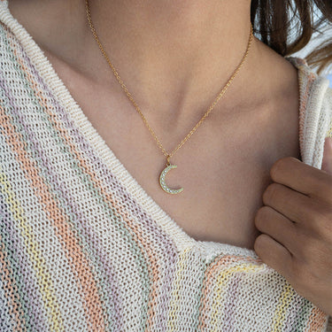 18K Gold PVD Stainless Steel Pearl Moon Charm