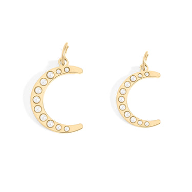 18K Gold PVD Stainless Steel Pearl Moon Charm