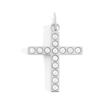 18K Gold PVD Stainless Steel Pearl Cross Charm