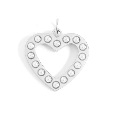 18K Gold PVD Stainless Steel Pearl Heart Charm