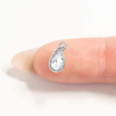 Stainless Steel Teardrop Birthstone Charm