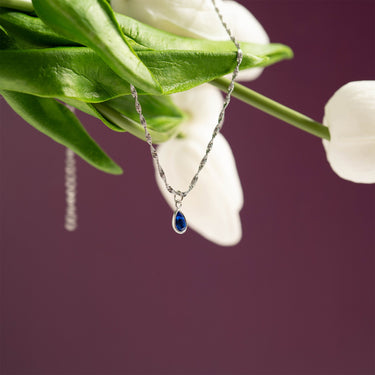 Stainless Steel Teardrop Birthstone Charm