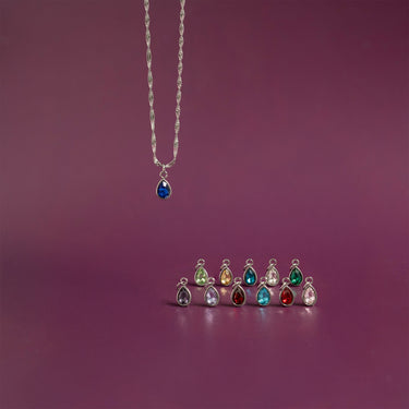 Stainless Steel Teardrop Birthstone Charm