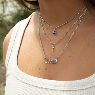 Loved" Layered Cross Charm