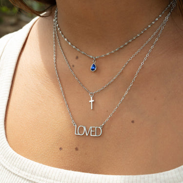 Loved" Layered Cross Charm