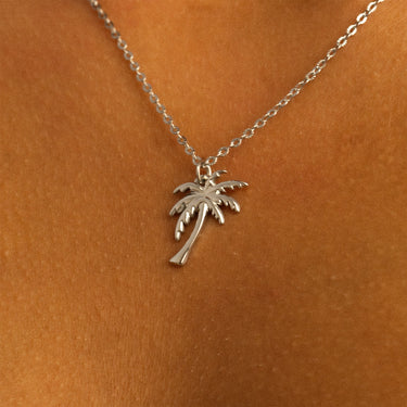 Silver Palm Tree Charm on Sunburst Loop Chain