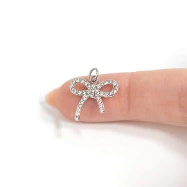 CZ Stone Rhinestone Bow Charm pendant