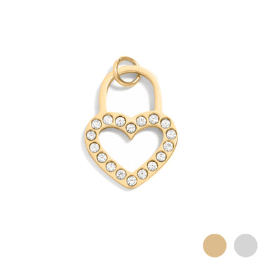 Gold Steel Stone Heart Padlock