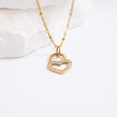 Gold Steel Stone Heart Padlock