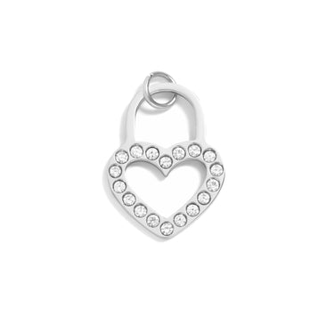 Silver Steel Stone Heart Padlock