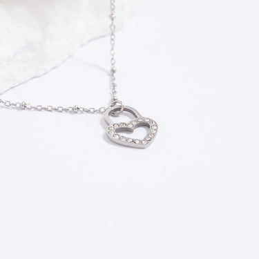 Silver Steel Stone Heart Padlock