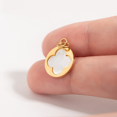 18K Gold PVD Stainless Steel Mother Of Pearl Flower Pendant