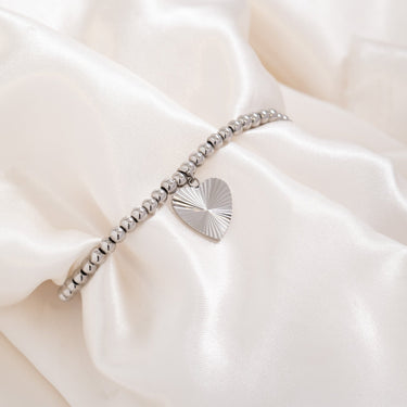 Silver Sunburst Heart Charm