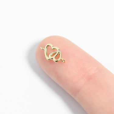 Double Heart Horizontal Connector Permanent Jewelry Charm Scale