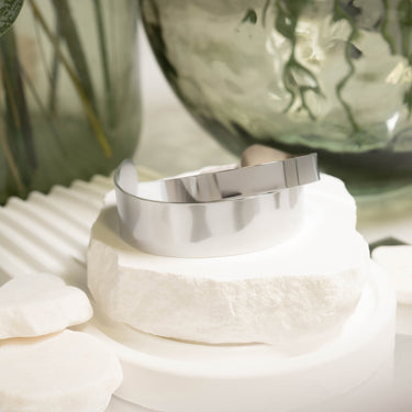 Stainless Steel Rounded Blank Cuff Bracelet Lifestyle